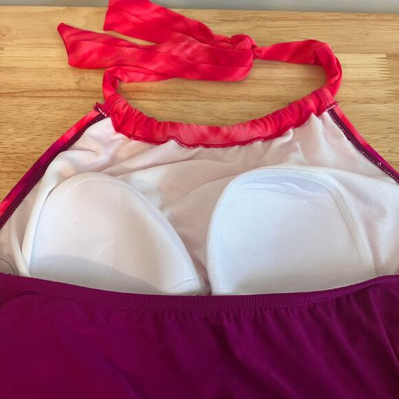 Aqua Green Women's Pink Tie-Dye Halter Style Tankini Top - Size Small - NWT - Picture 5 of 7